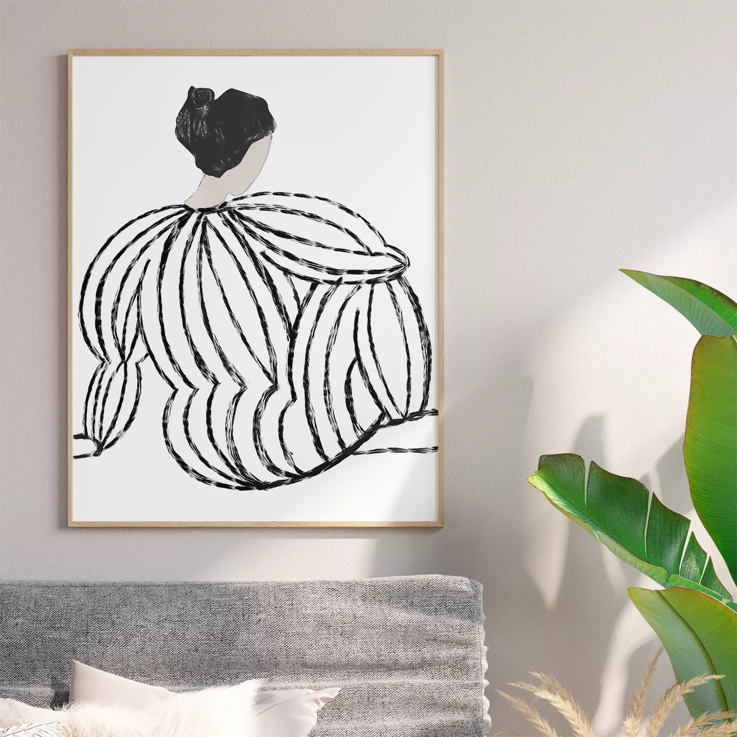 モノクロ抽象画3枚セット 北欧モダンインテリアアート