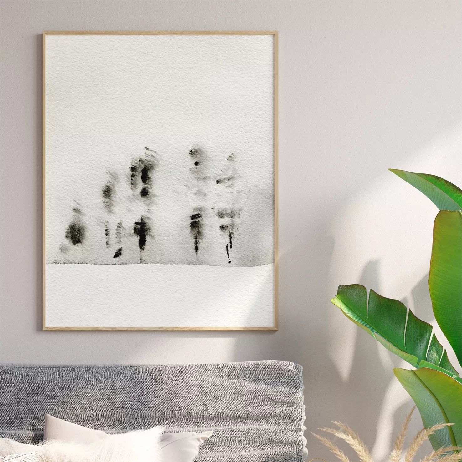 モノクロ抽象画3枚セット 北欧モダンインテリアアート