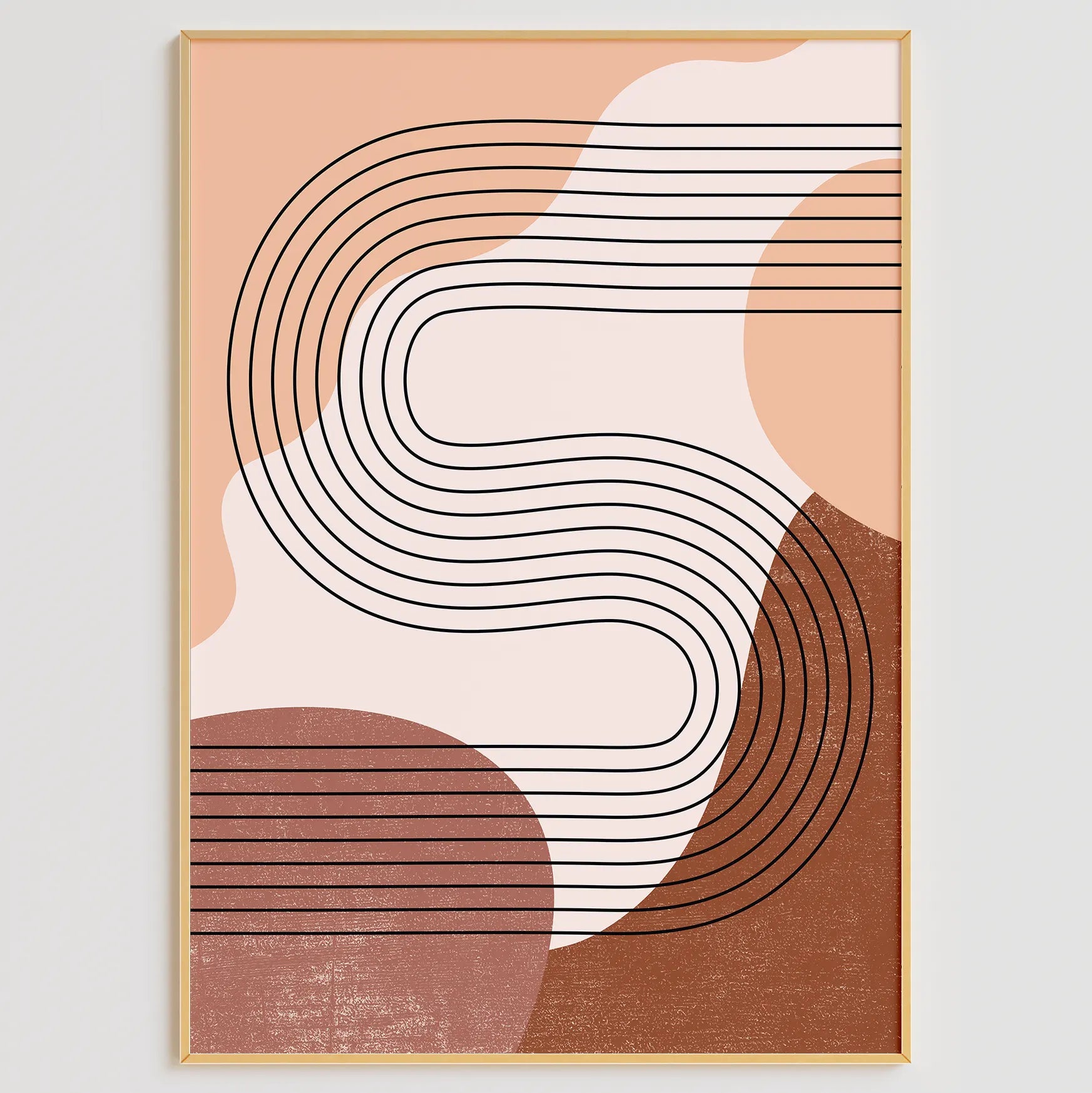 テラコッタカラーのミニマルボタニカル抽象アートポスター 北欧モダンインテリア 3枚セット