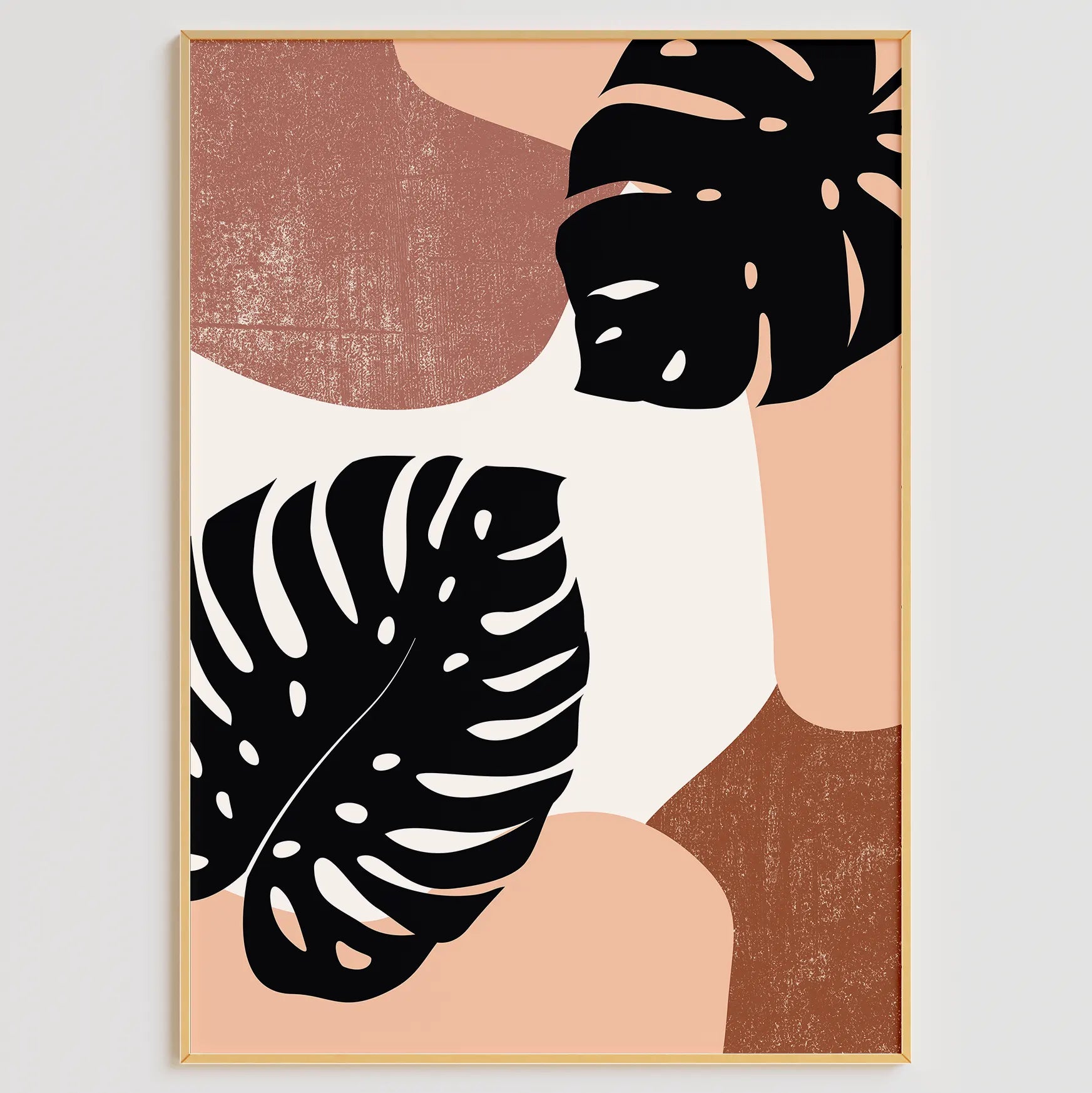 テラコッタカラーのミニマルボタニカル抽象アートポスター 北欧モダンインテリア 3枚セット