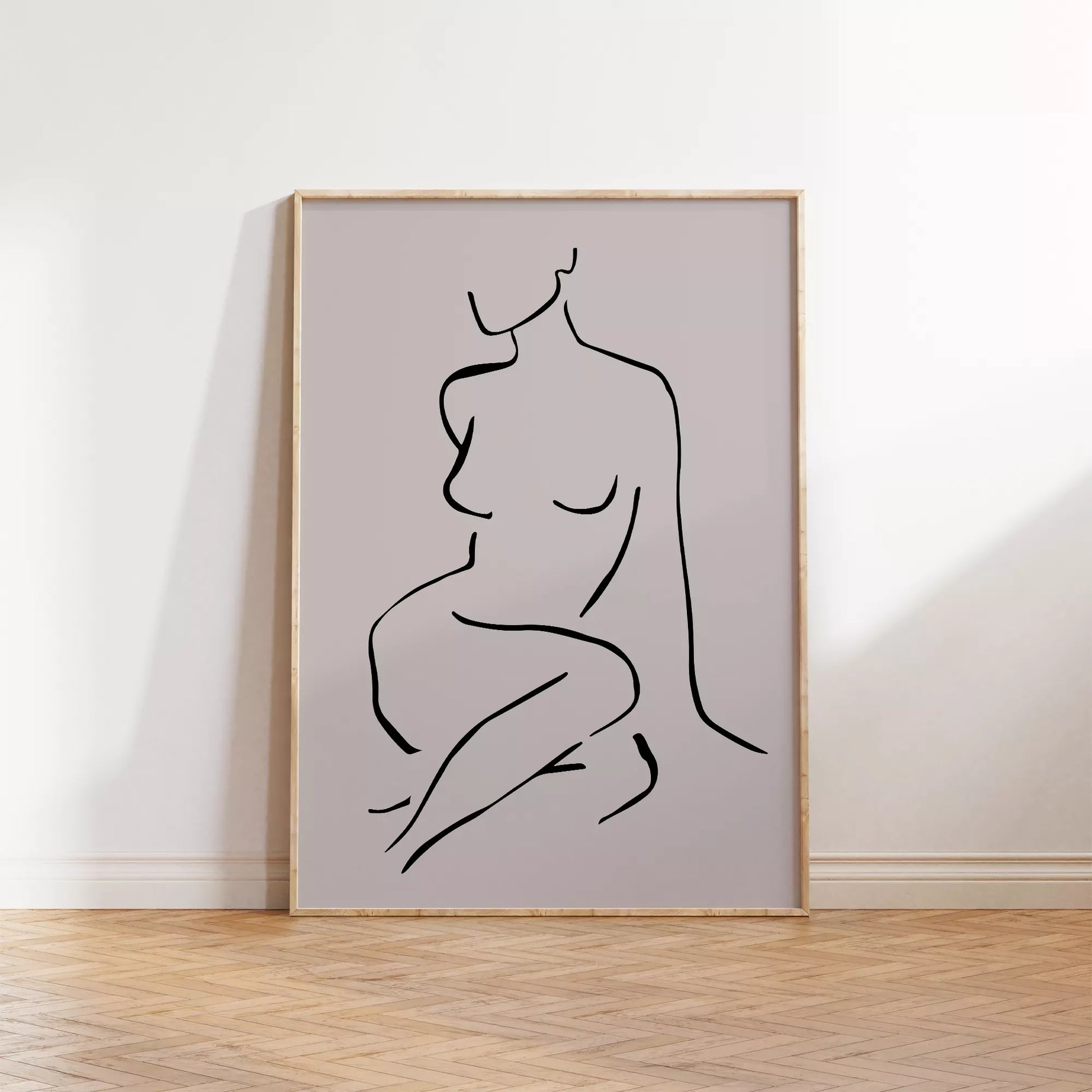 モノクロームの抽象的な女性シルエットラインアート