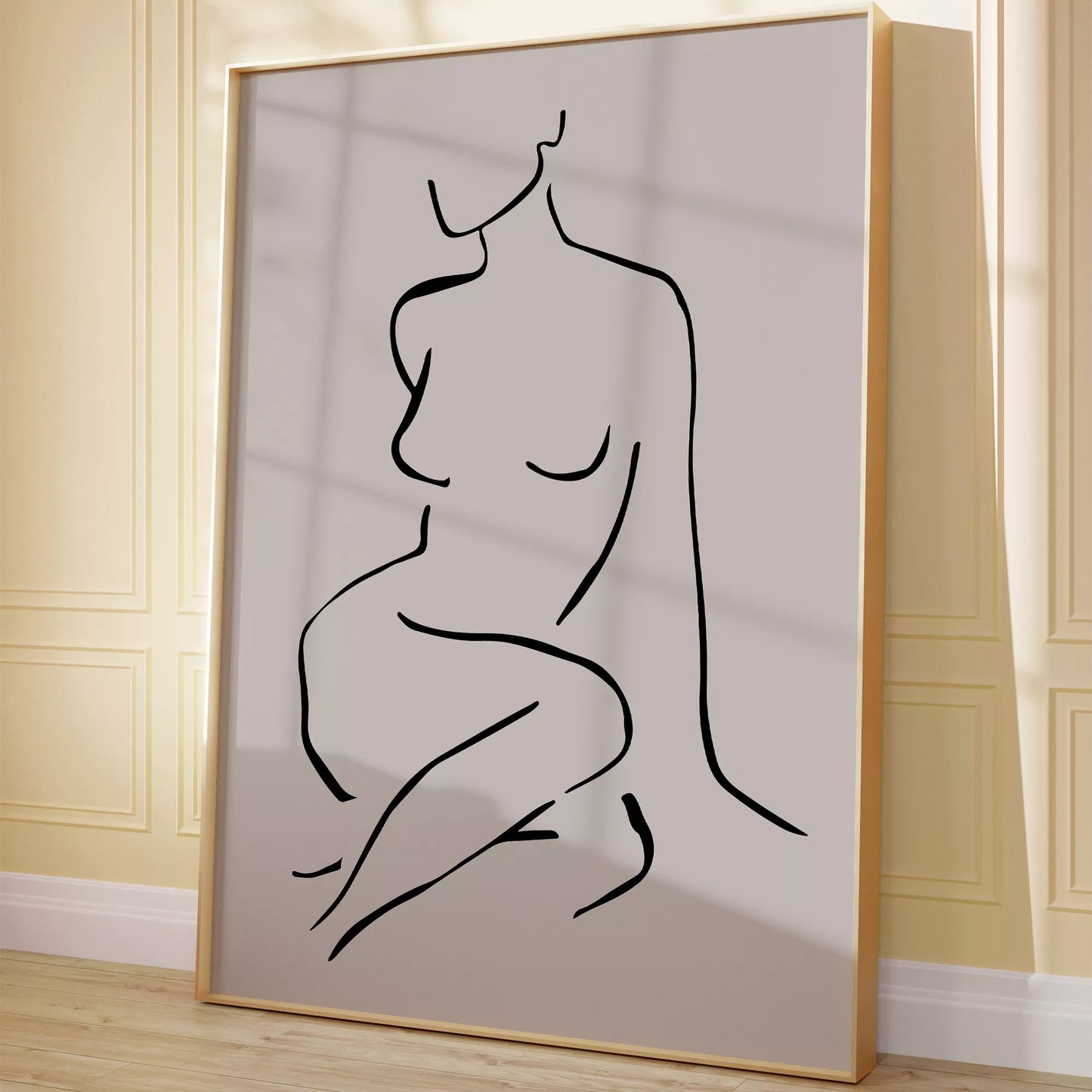 モノクロームの抽象的な女性シルエットラインアート