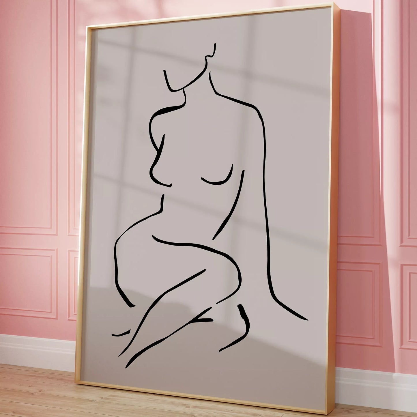 モノクロームの抽象的な女性シルエットラインアート