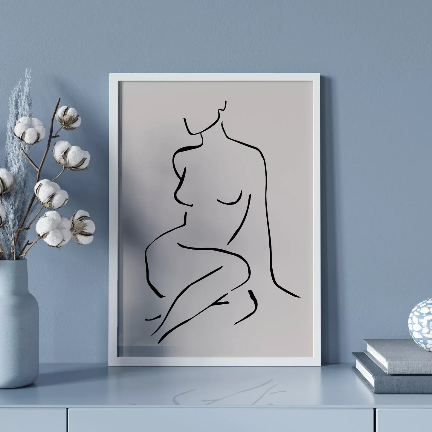 モノクロームの抽象的な女性シルエットラインアート