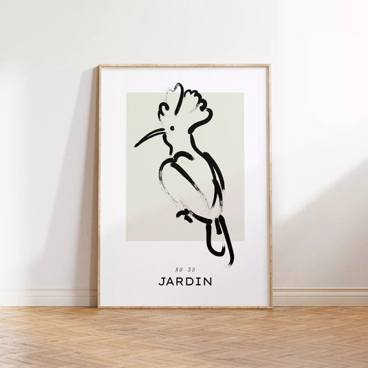 モダンな筆墨で描かれた鳥のシルエット水墨画アート