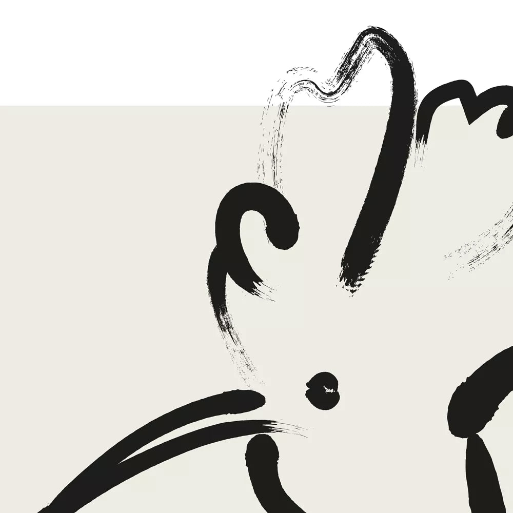 モノクロームの鳥と植物モチーフのミニマリストアートセット