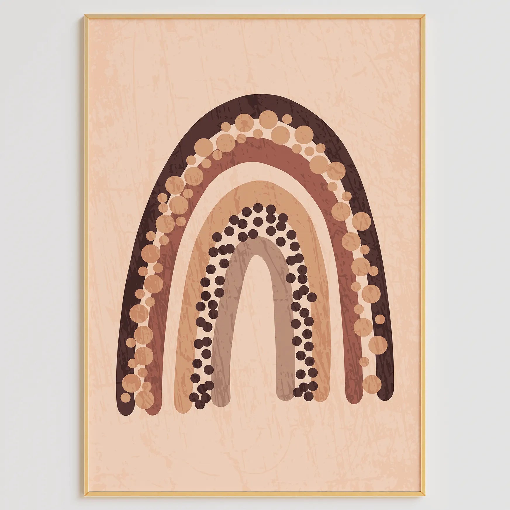 テラコッタレインボーと抽象ラインフェイスの北欧ボヘミアンアートポスター 3枚セ