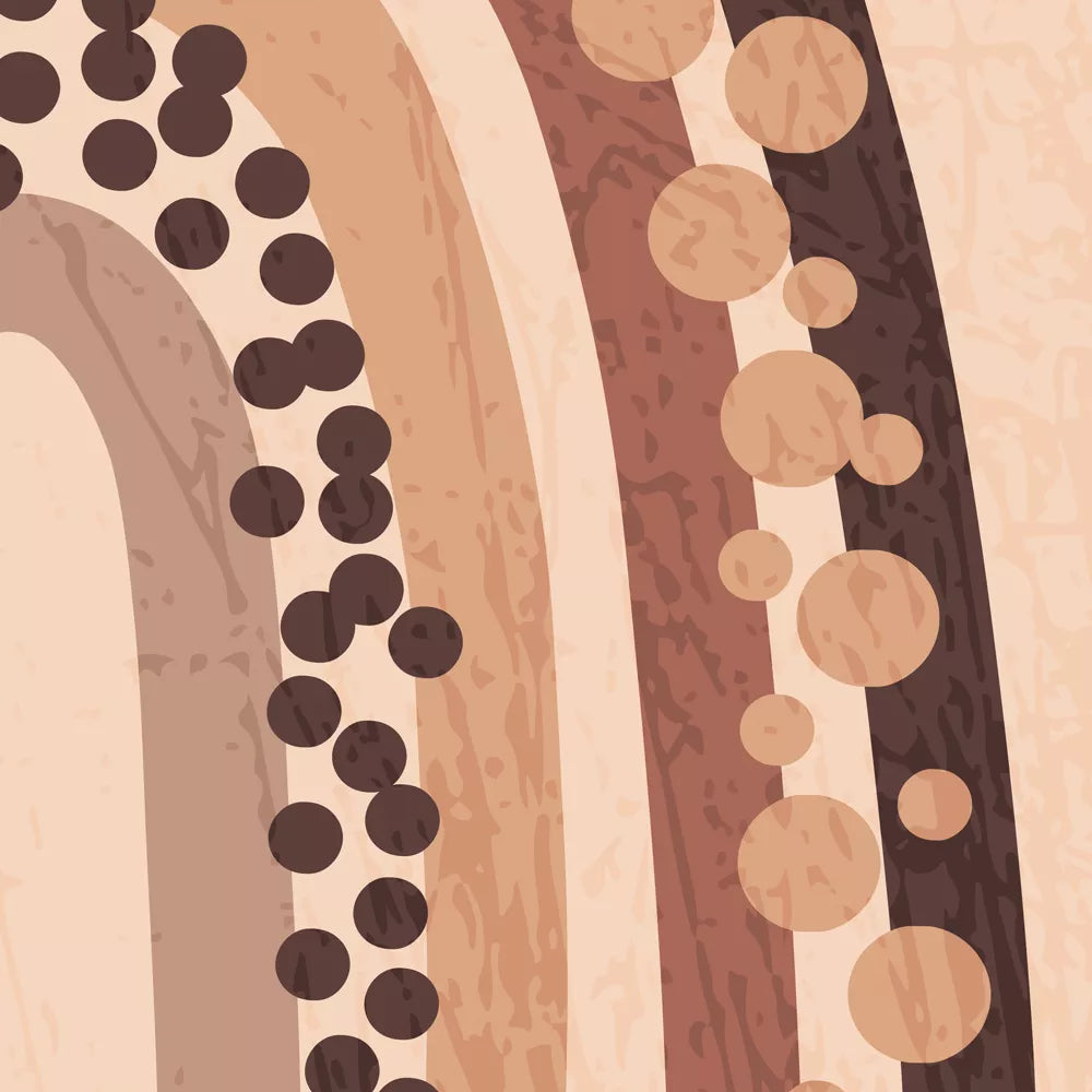 北欧風抽象アート レインボーアーチと線画トリプティック