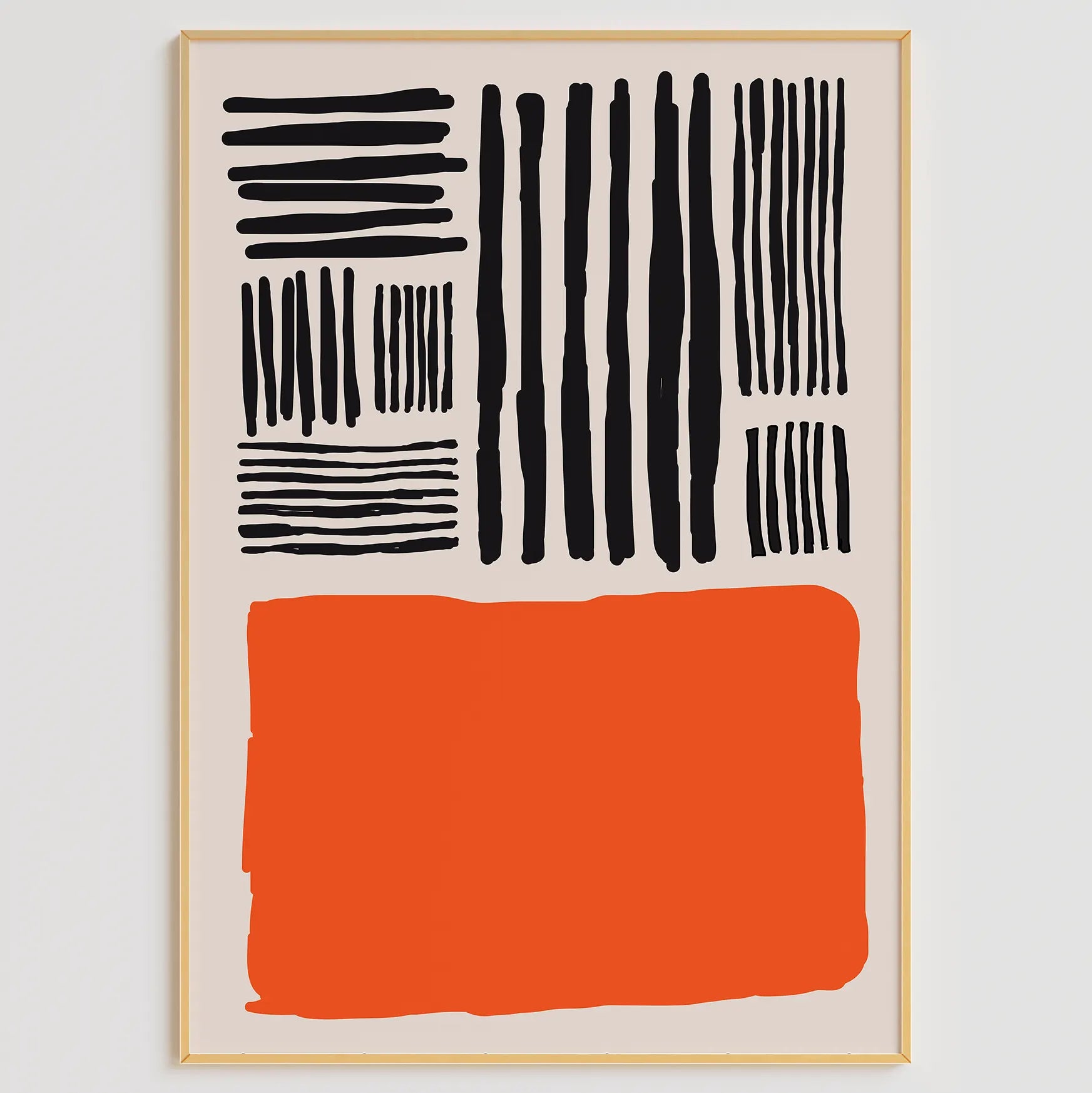 イエローオレンジレッド抽象ラインアートポスター 3枚セット