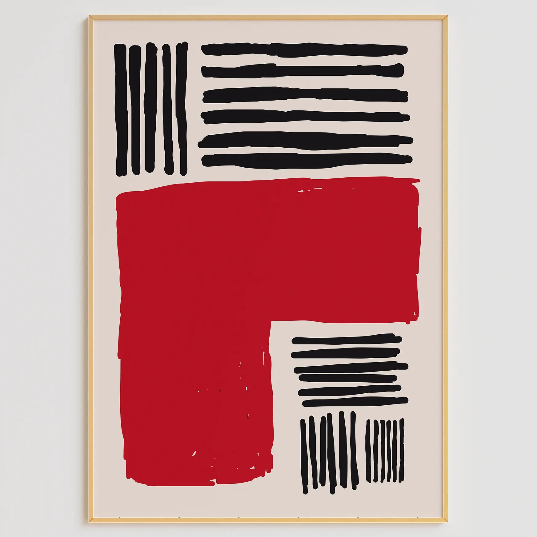 イエローオレンジレッド抽象ラインアートポスター 3枚セット