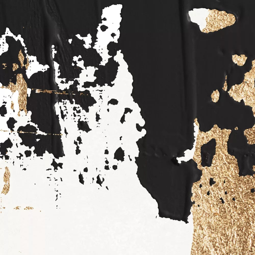 モダンな抽象画アート、金箔とブラックの3連パネル、北欧インテリア