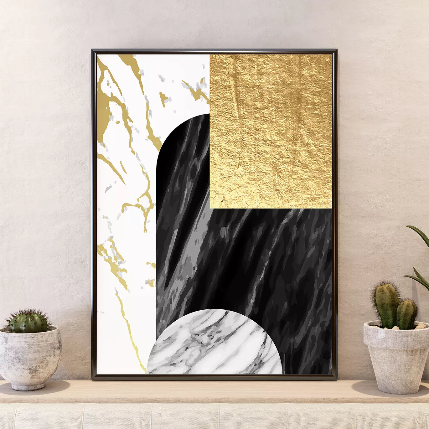 ゴールドと大理石模様の抽象アート3枚セットポスター