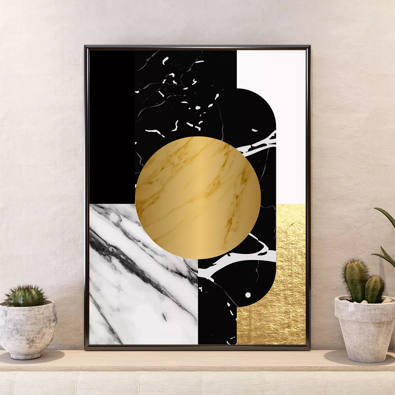 ゴールドと大理石模様の抽象アート3枚セットポスター