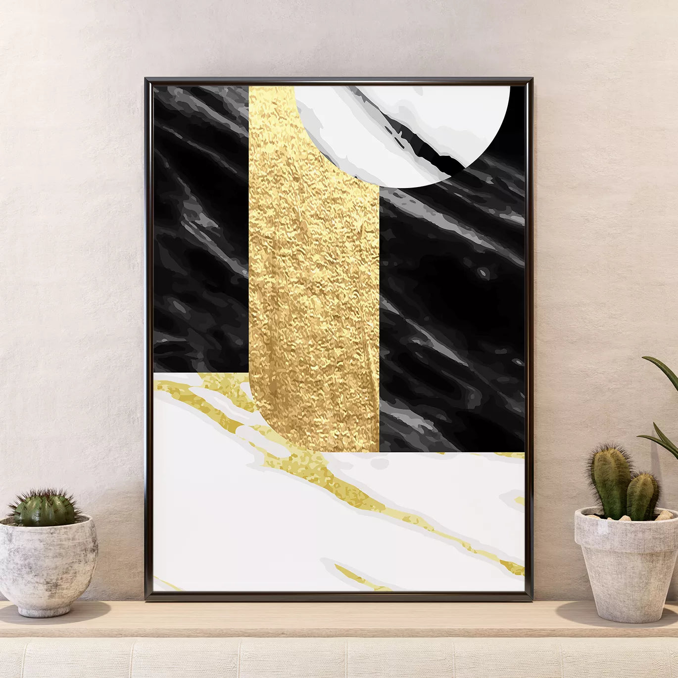 ゴールドと大理石模様の抽象アート3枚セットポスター