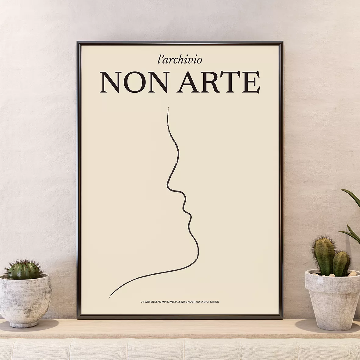 モダンな抽象アートの3点セット、線画と幾何学的なデザインが特徴的