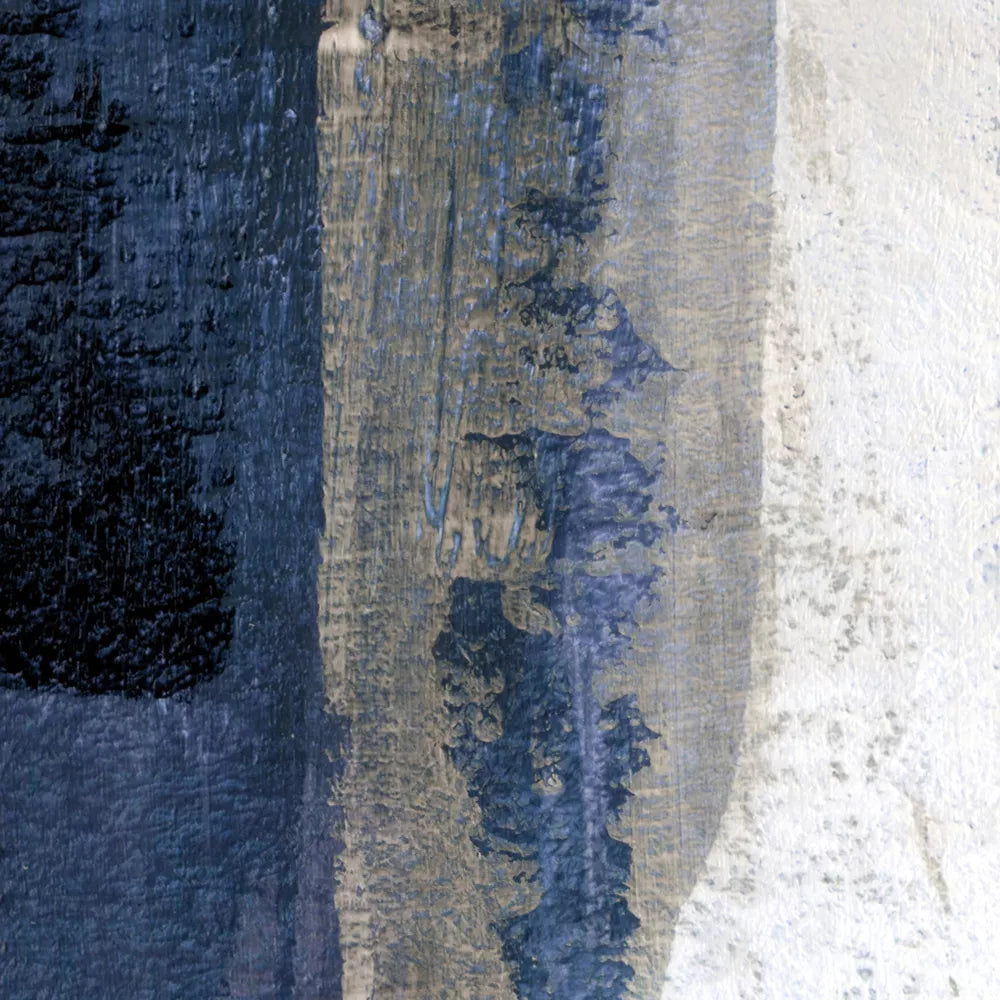 深い海のような青と優雅なベージュが織りなす抽象アートの3点セット