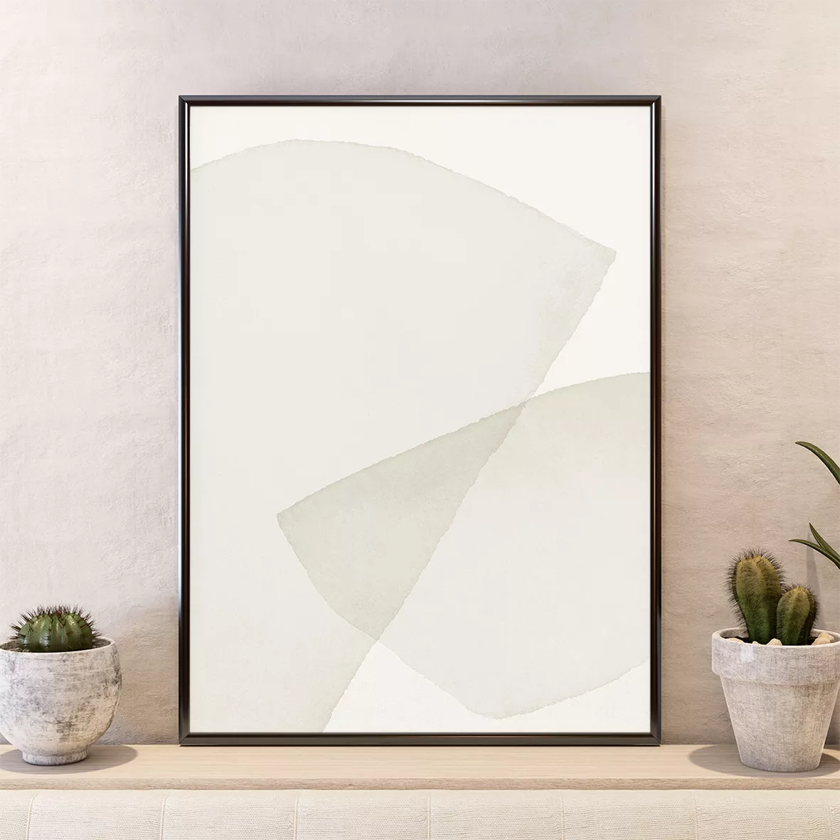 ネイビーと白の抽象的な幾何学アートセット、北欧モダンデザイン