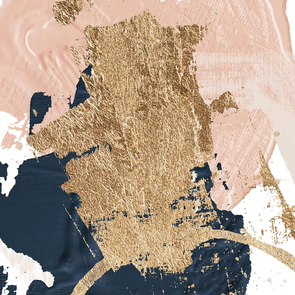 モダン抽象画アートセット:ピンク、ネイビー、ゴールドの3点構成