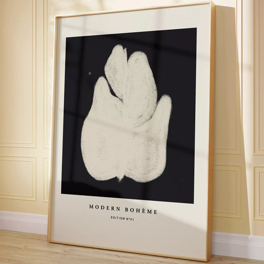 モダンなボヘミアンスタイルの抽象的な花のアートプリント。ミニマルでエレガントなデザイン。