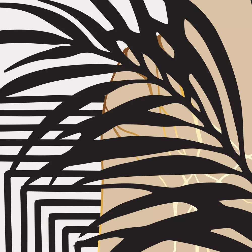 モンステラと幾何学模様のモダンなボタニカルアートセット