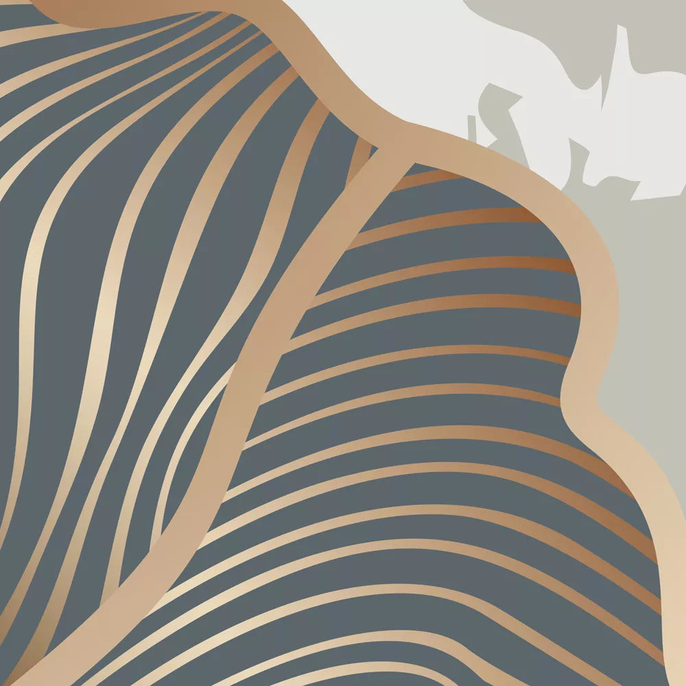 モダンな金箔銀杏の葉アート、3連装飾画、抽象的な和風インテリア