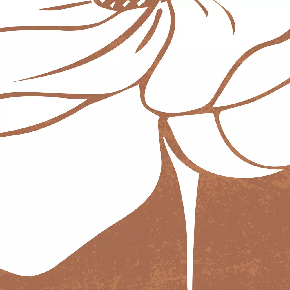 ブラウンとホワイトの花柄アートと癒しのメッセージポスター3枚セット