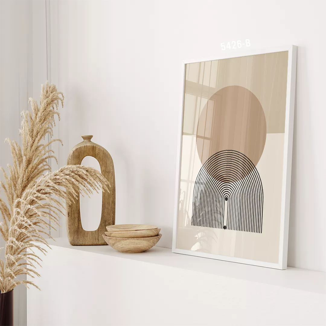 幾何学的な円とアーチのモダンな3点セットアートポスター