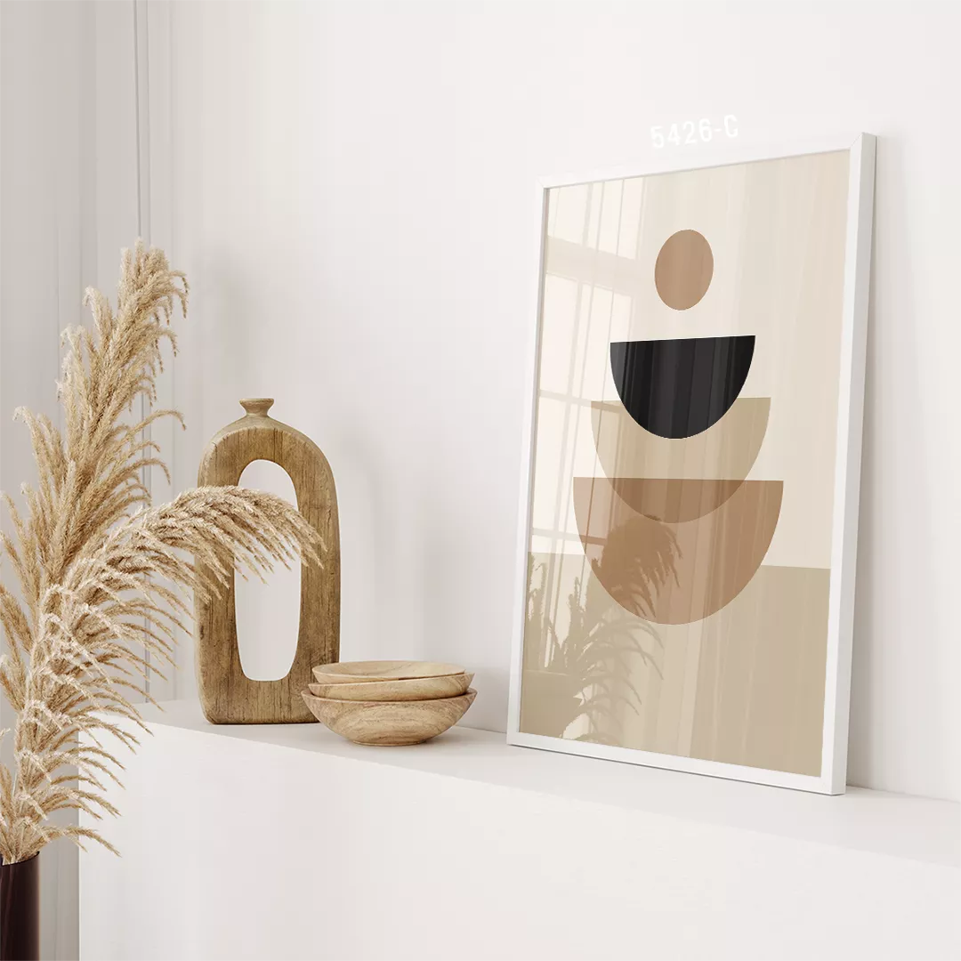 幾何学的な円とアーチのモダンな3点セットアートポスター