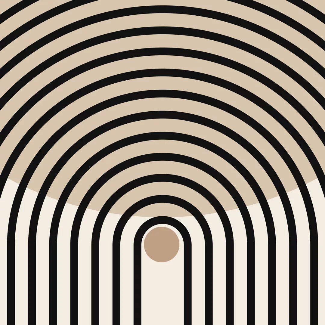 幾何学的な円とアーチのモダンな3点セットアートポスター