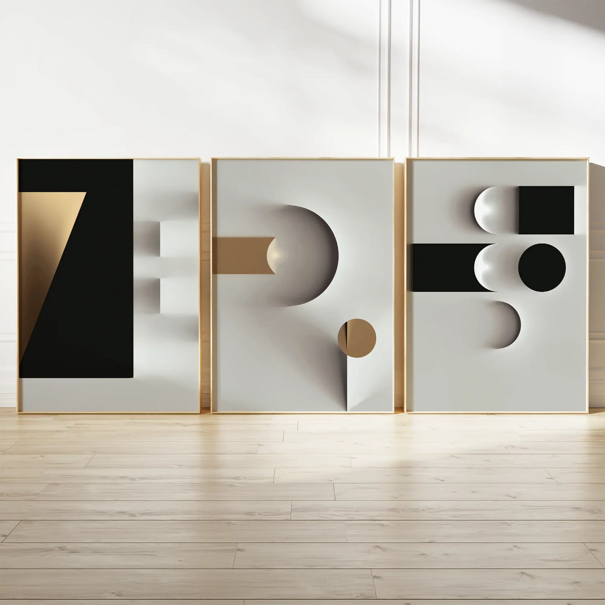 テラコッタ山脈とサンムーンを描いた北欧ボヘミアンアートポスター 3枚セット