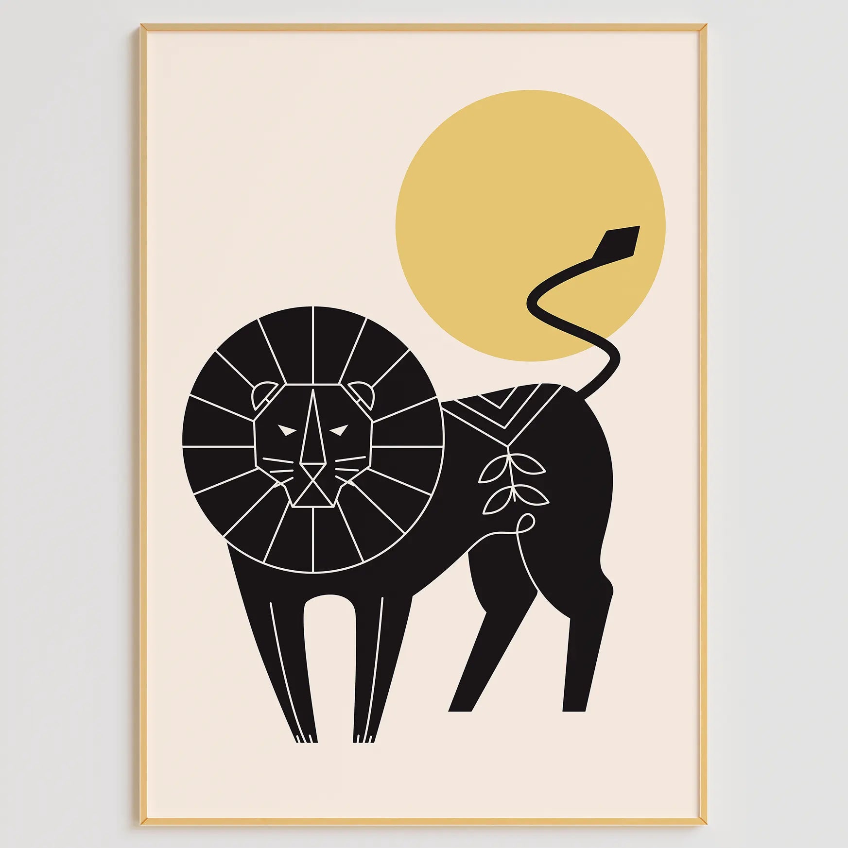 ミニマルな動物モチーフと幾何学アクセントの北欧モダンアートポスター 3枚セット