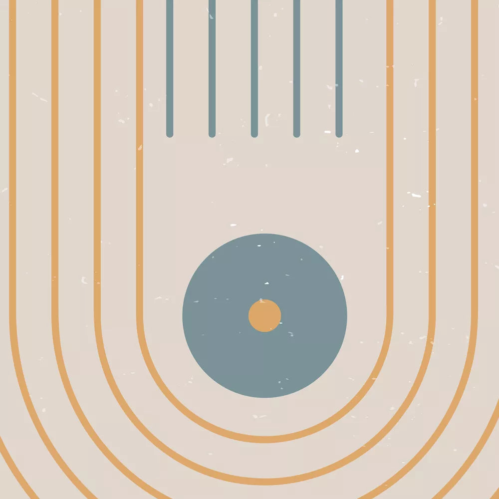 幾何学的な日の出と月のミニマルデザイン3点セットアートポスター