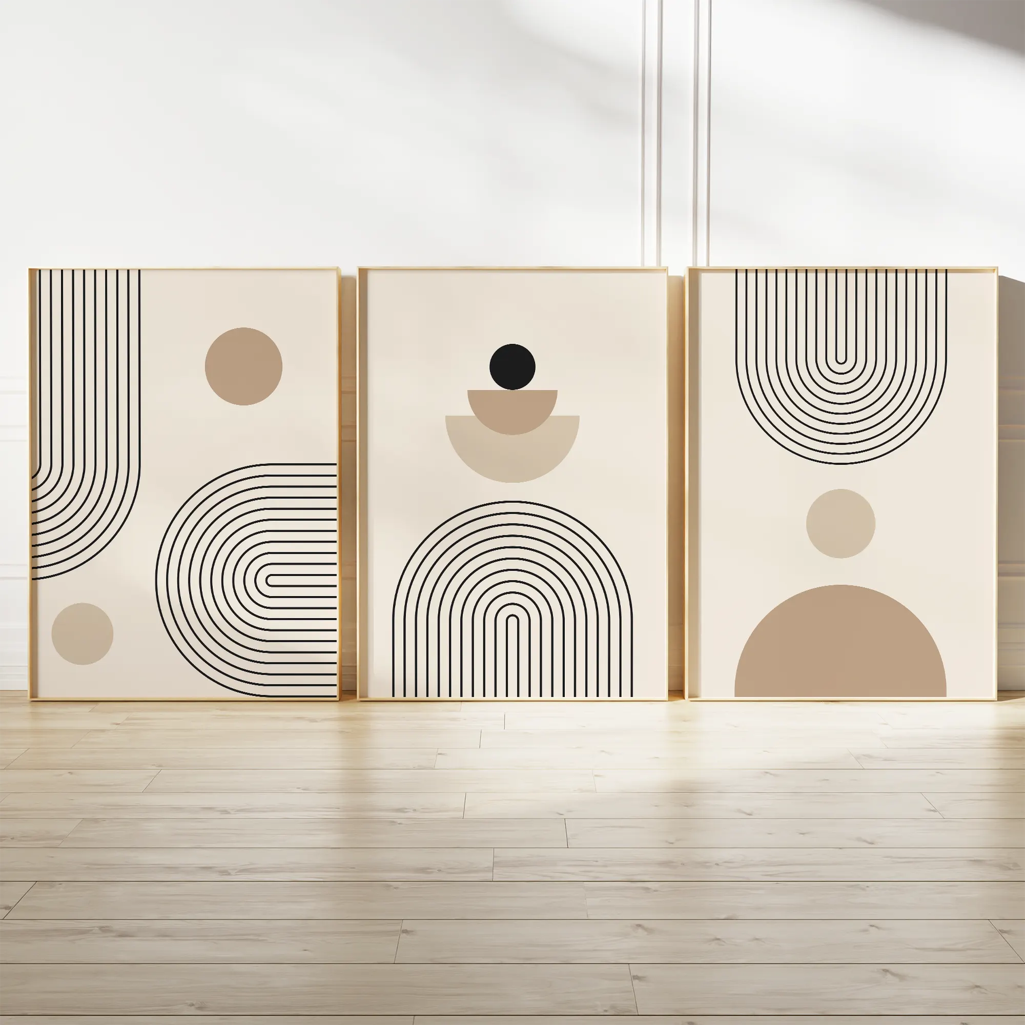 アートポスター 北欧インテリア ベージュ 幾何学 3枚セット