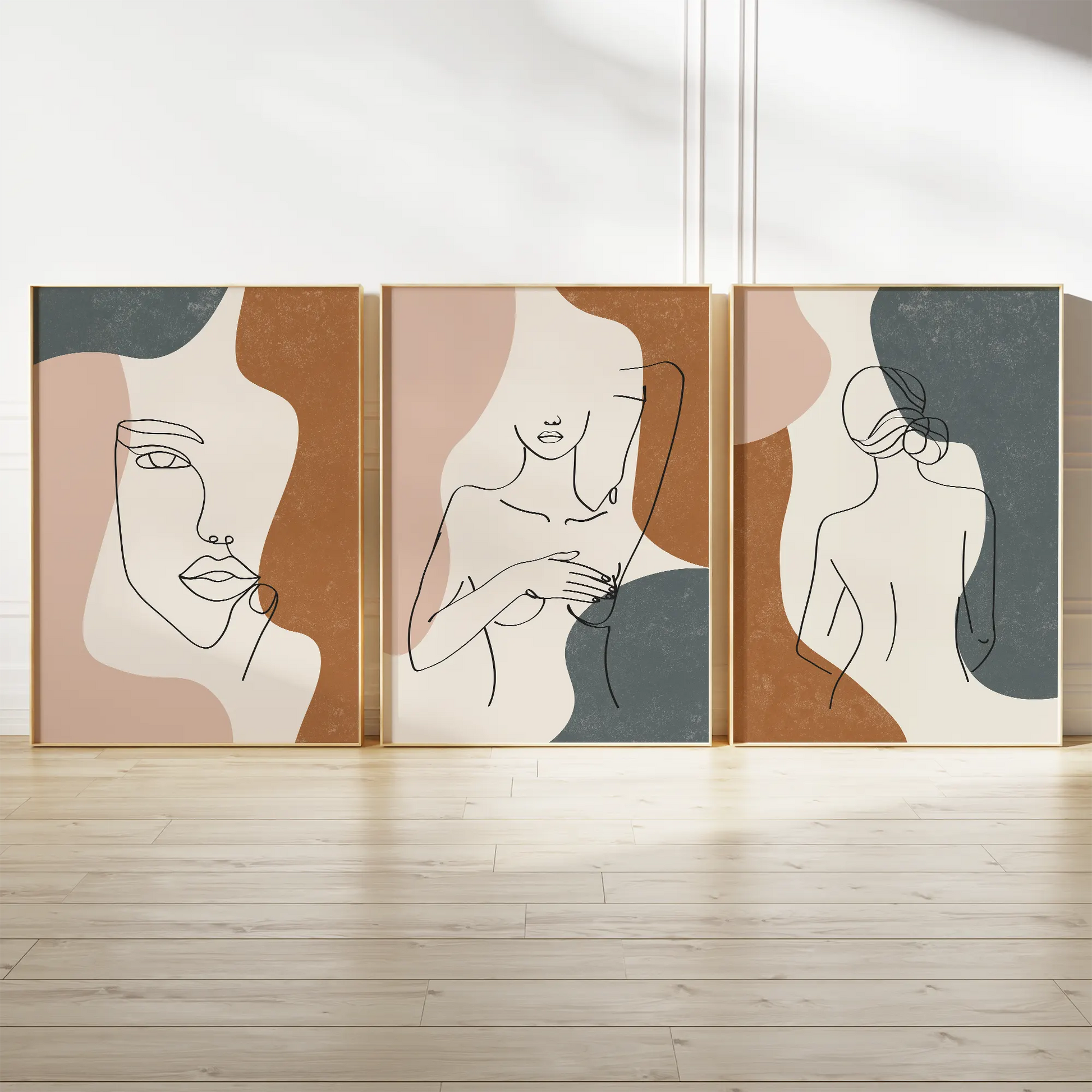 抽象的なゴールドマーブル調の高級感あるアートポスター 北欧モダンインテリア 3枚セット