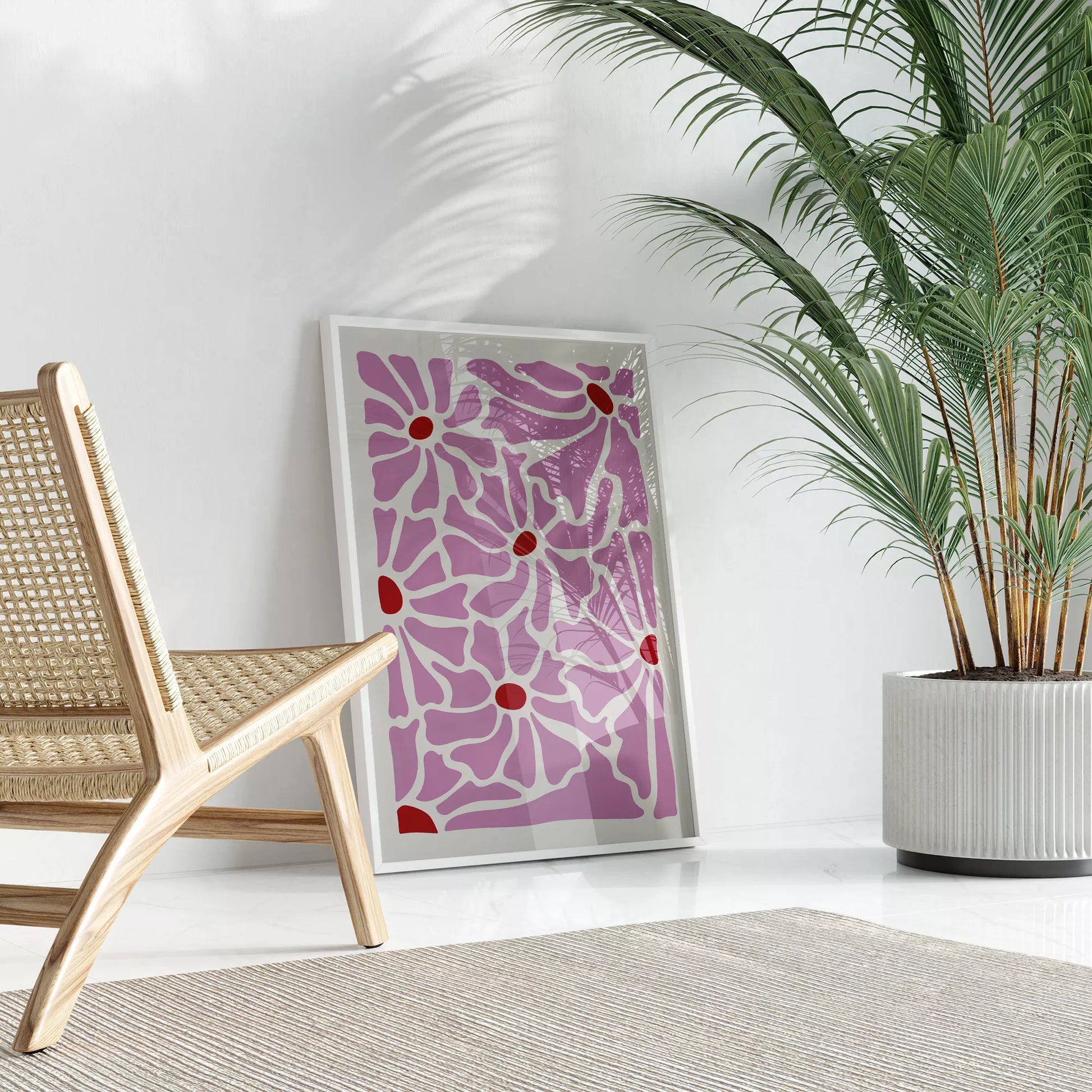 優美な薄紫の花びらが織りなす幾何学的なモダンアートデザイン