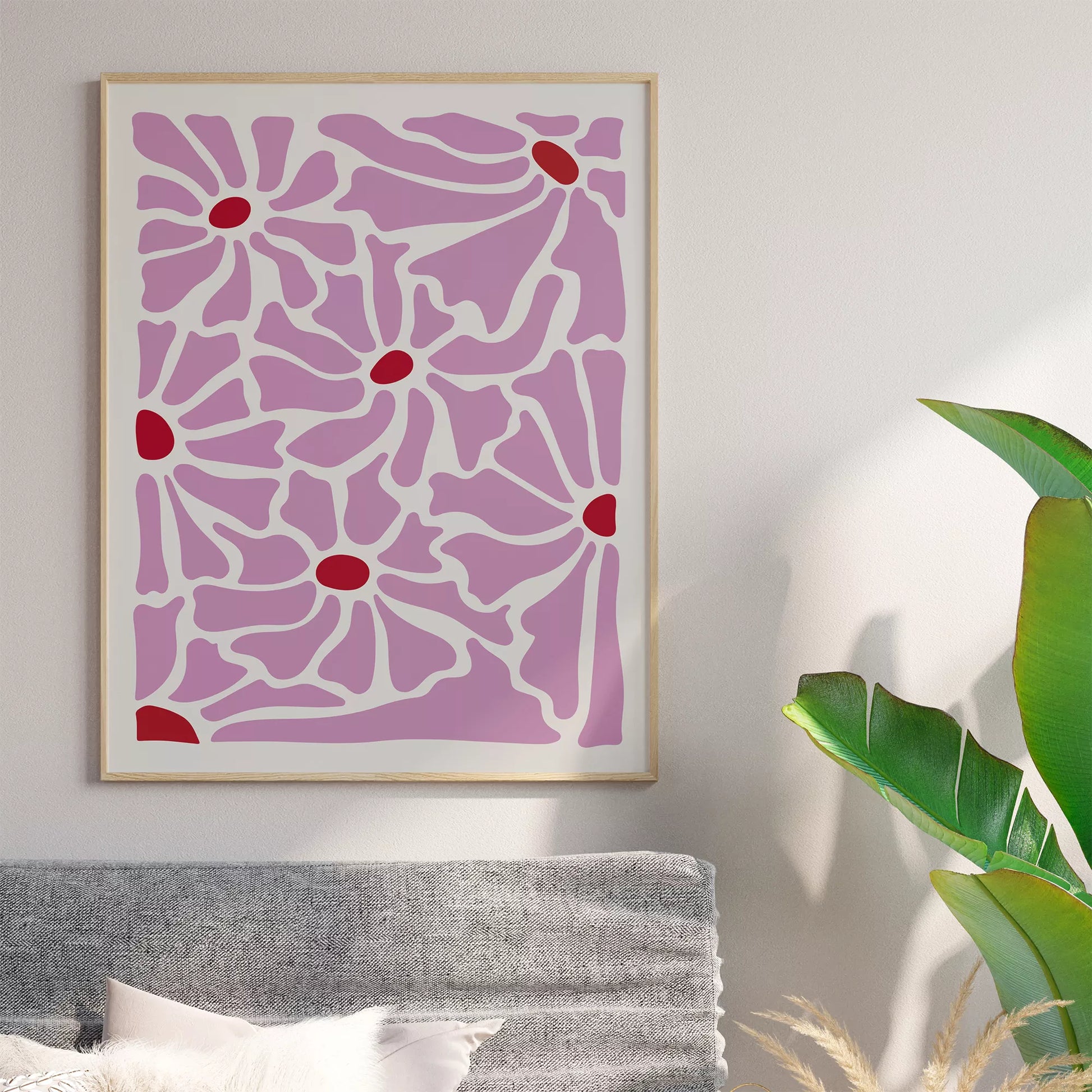 優美な薄紫の花びらが織りなす幾何学的なモダンアートデザイン