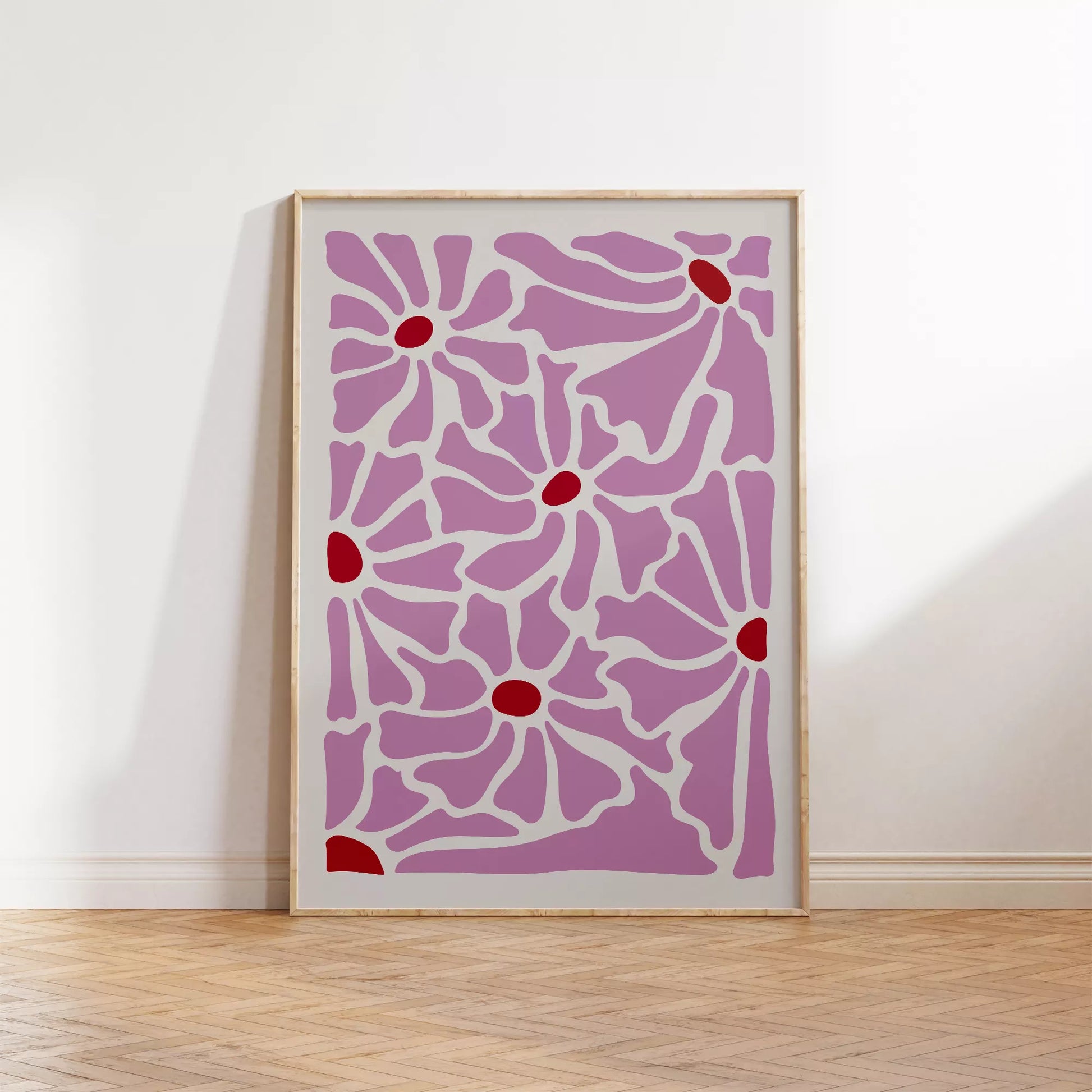 優美な薄紫の花びらが織りなす幾何学的なモダンアートデザイン