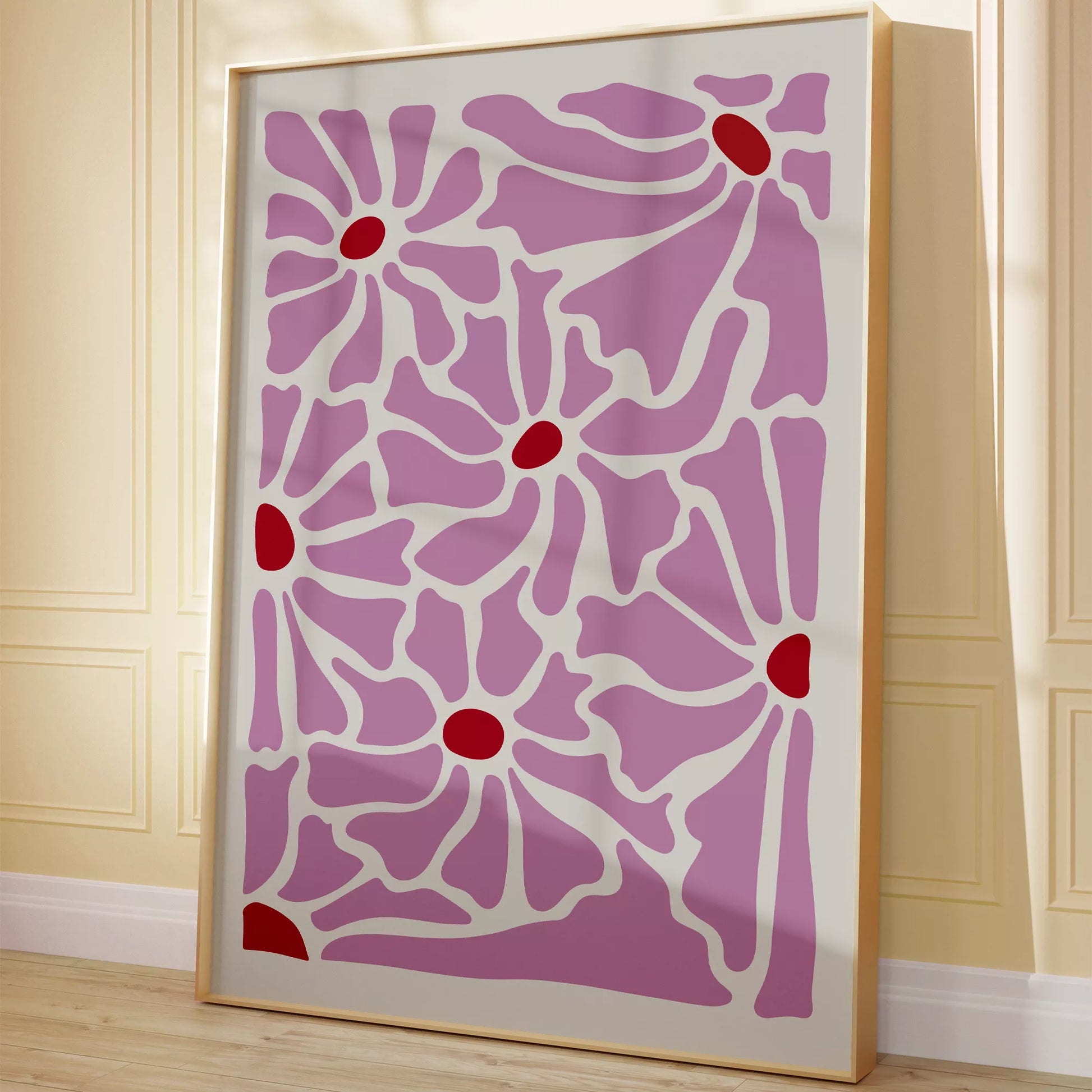 優美な薄紫の花びらが織りなす幾何学的なモダンアートデザイン