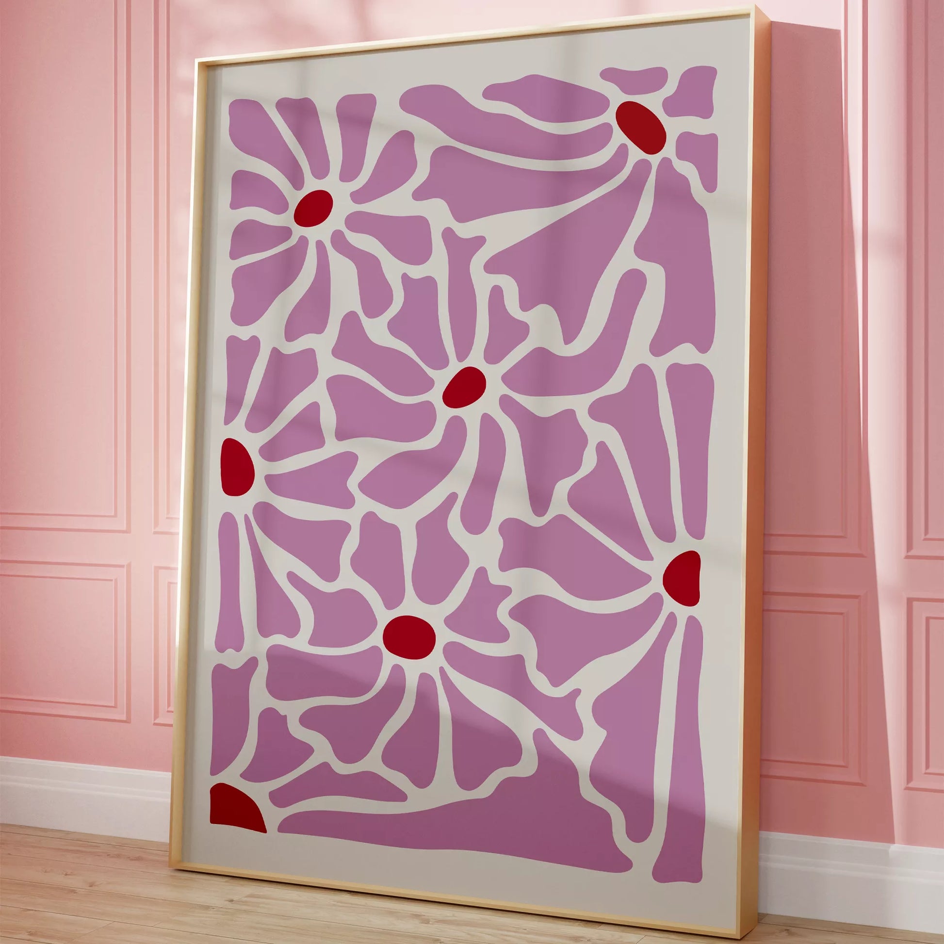 優美な薄紫の花びらが織りなす幾何学的なモダンアートデザイン