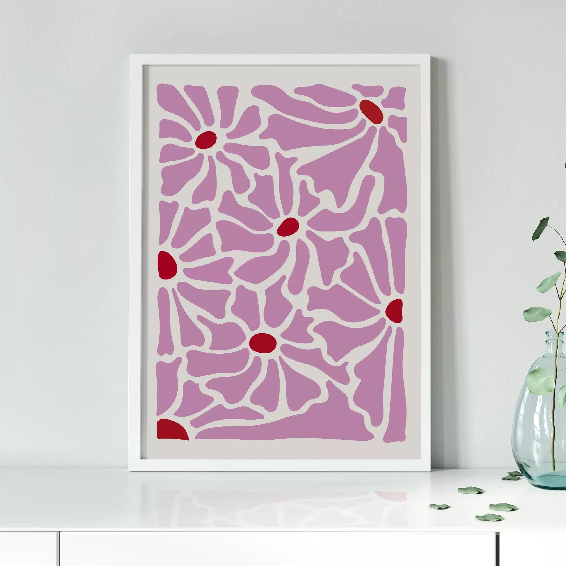 優美な薄紫の花びらが織りなす幾何学的なモダンアートデザイン