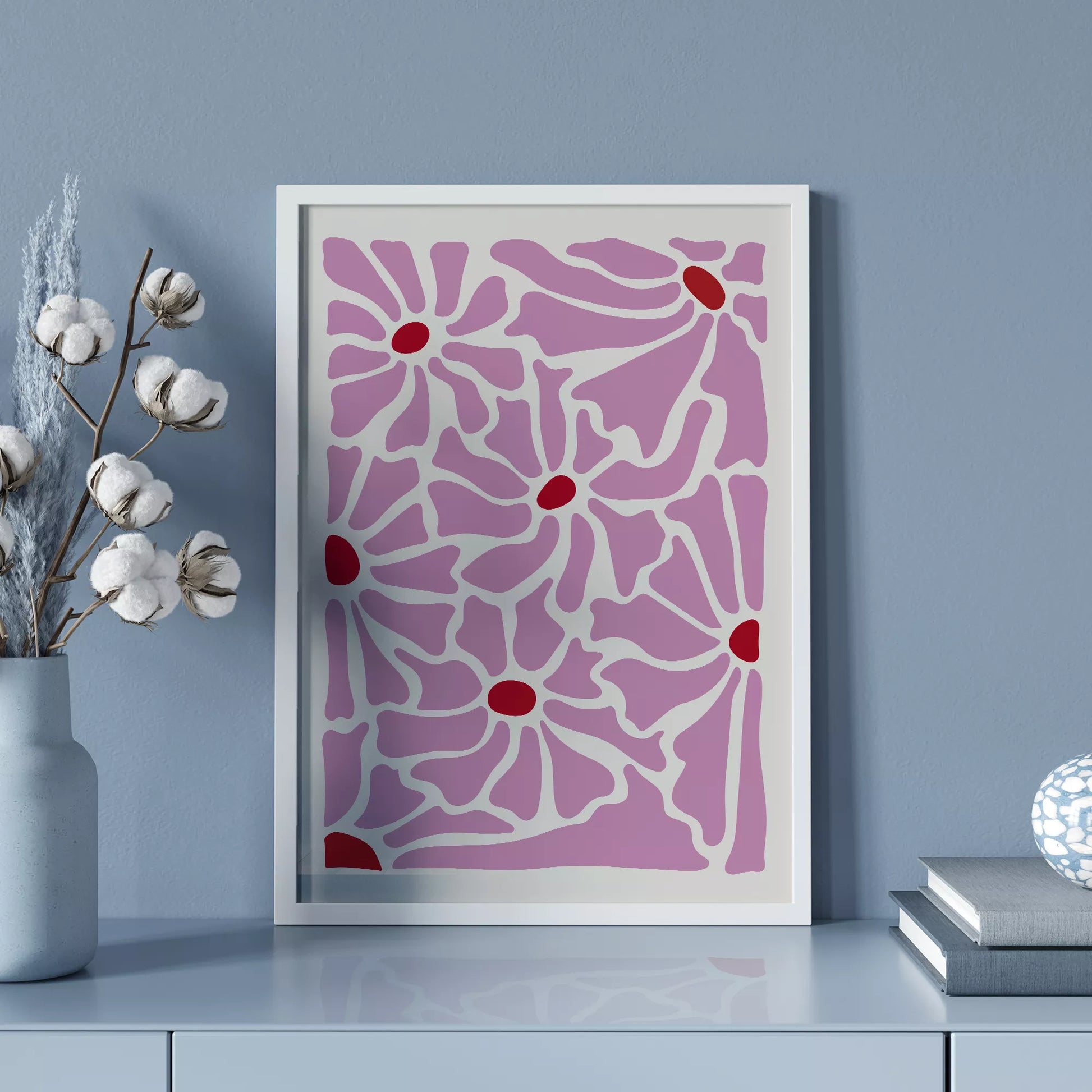 優美な薄紫の花びらが織りなす幾何学的なモダンアートデザイン