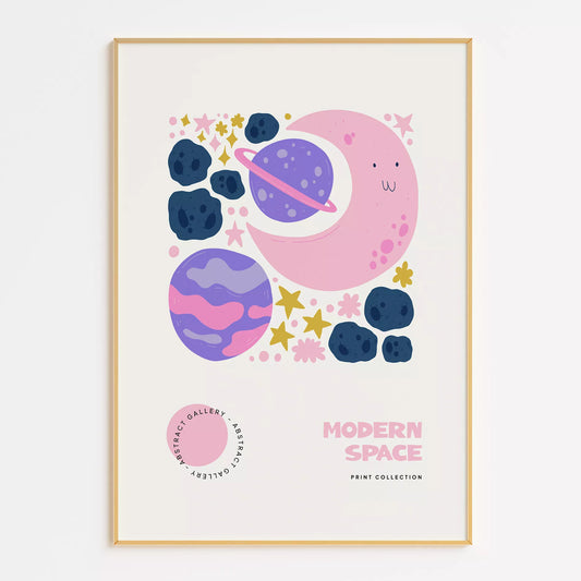 モダンスペース月惑星キッズポスター 子供部屋宇宙壁装飾