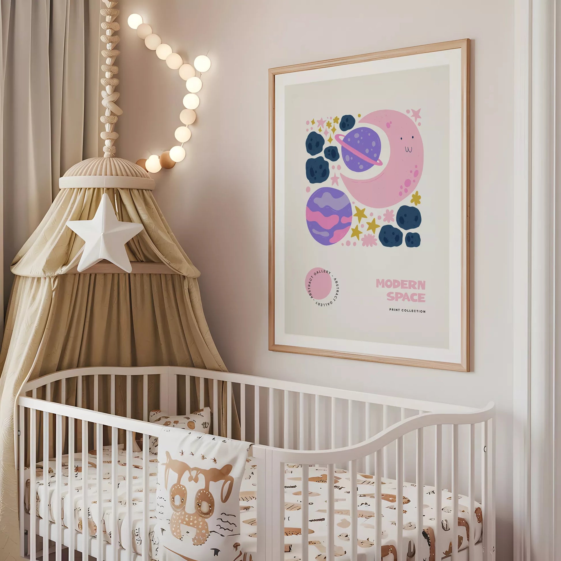 モダンスペース月惑星キッズポスター 子供部屋宇宙壁装飾