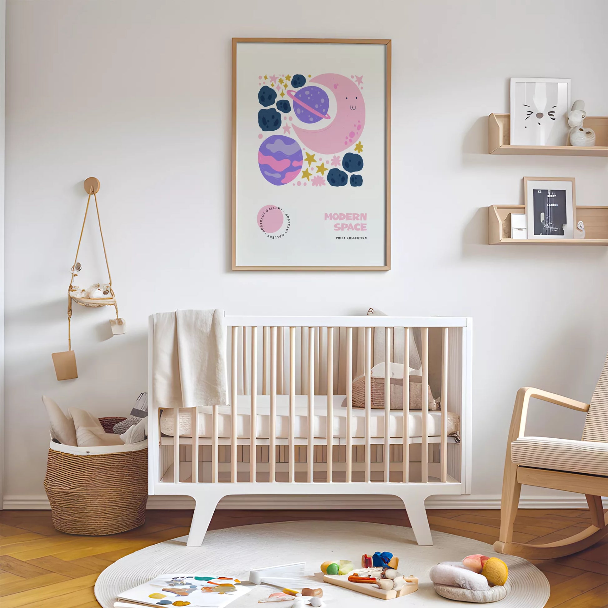 モダンスペース月惑星キッズポスター 子供部屋宇宙壁装飾