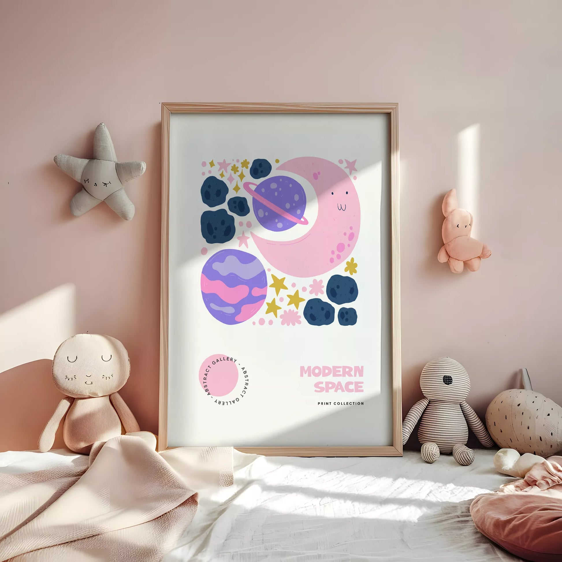 モダンスペース月惑星キッズポスター 子供部屋宇宙壁装飾