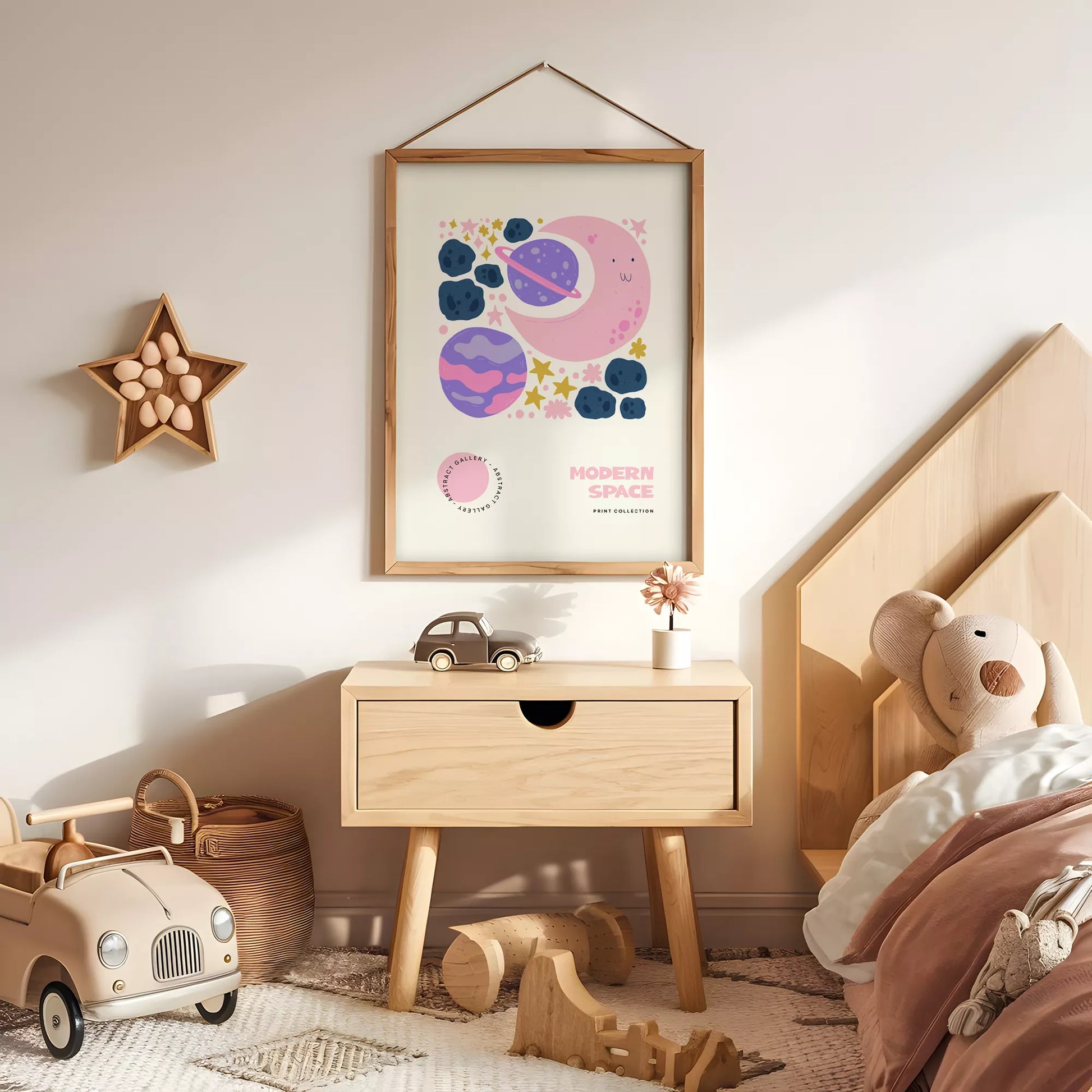 モダンスペース月惑星キッズポスター 子供部屋宇宙壁装飾