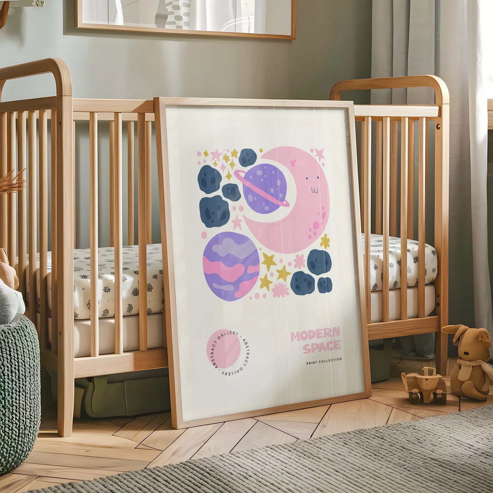 モダンスペース月惑星キッズポスター 子供部屋宇宙壁装飾