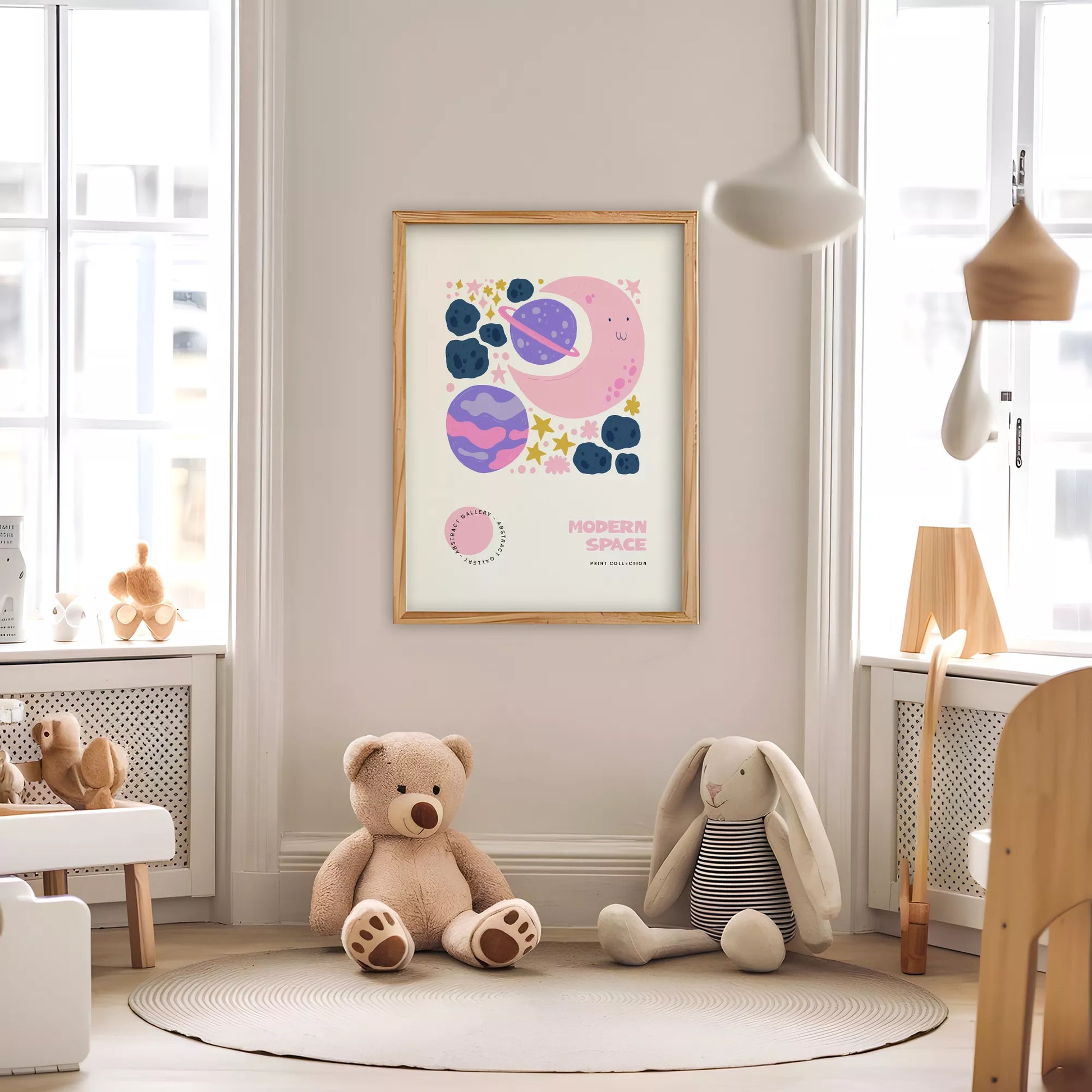 モダンスペース月惑星キッズポスター 子供部屋宇宙壁装飾