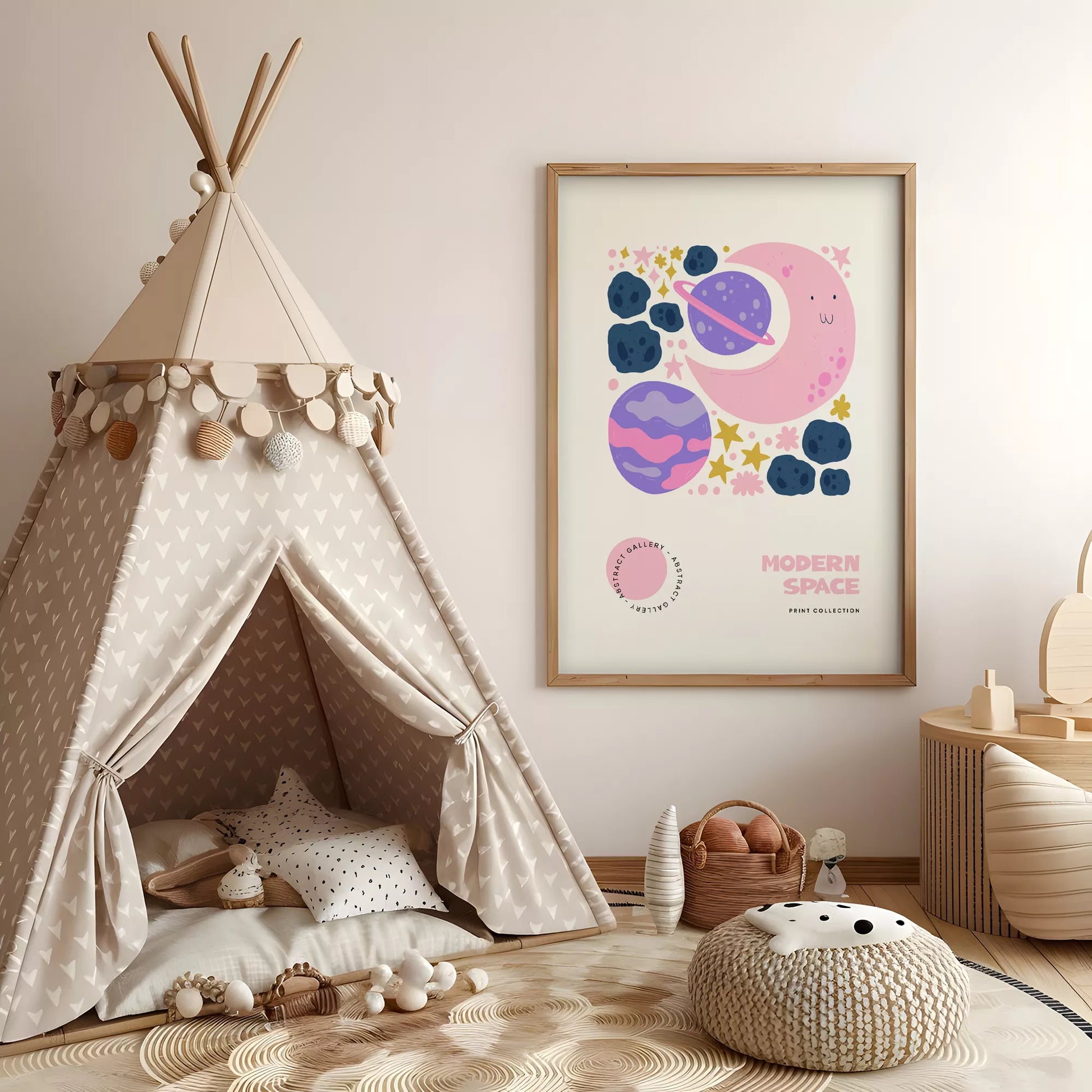 モダンスペース月惑星キッズポスター 子供部屋宇宙壁装飾