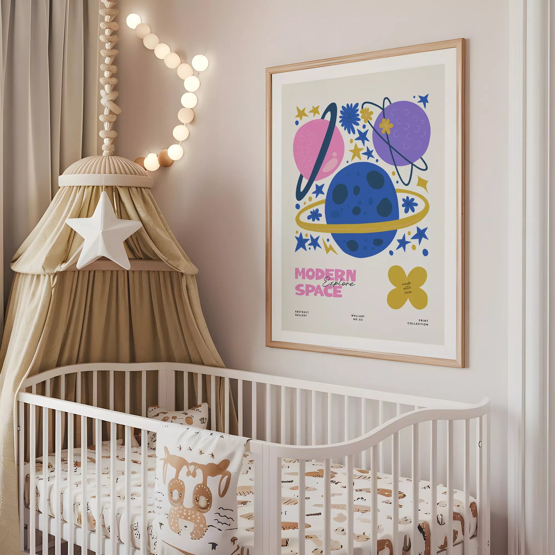 モダンスペース惑星星座ボタニカルキッズポスター子供部屋壁装飾